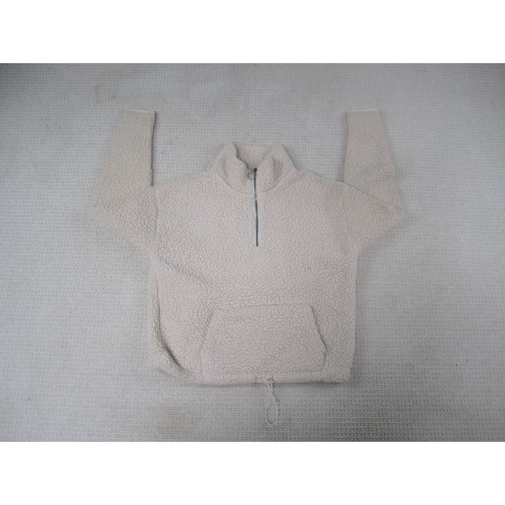 SO Sweater Womens Large Beige Pullover Fleece 1/4 Zip Cozy Softest Sherpa - Picture 1 of 8